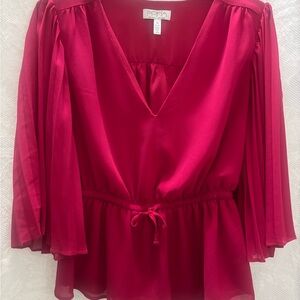 Sofia by Sofia Vergara Deep Pink V-Neck Blouse